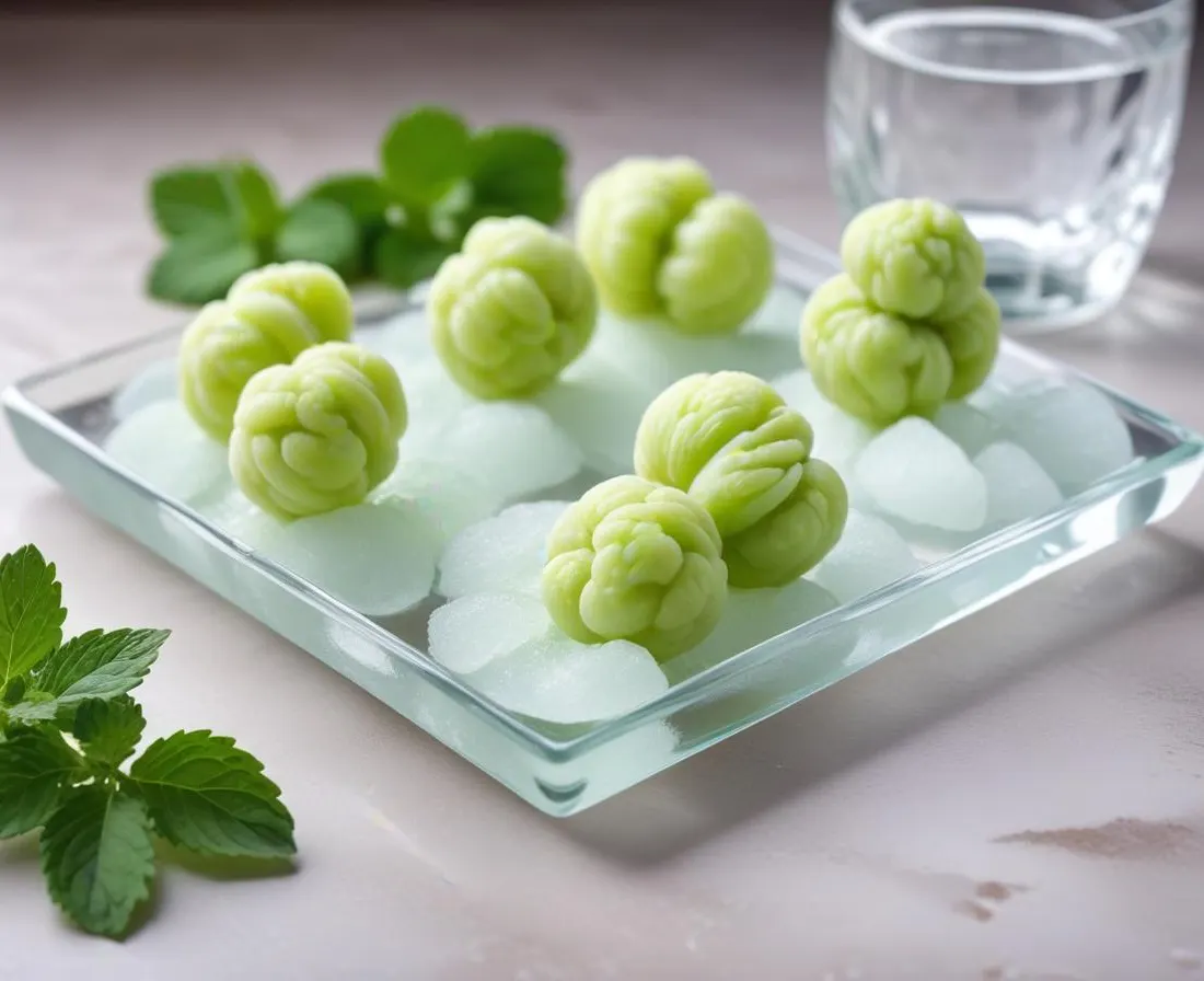 Sphères Écumeuses de Wasabi et Gingembre sur Lit de Cristal