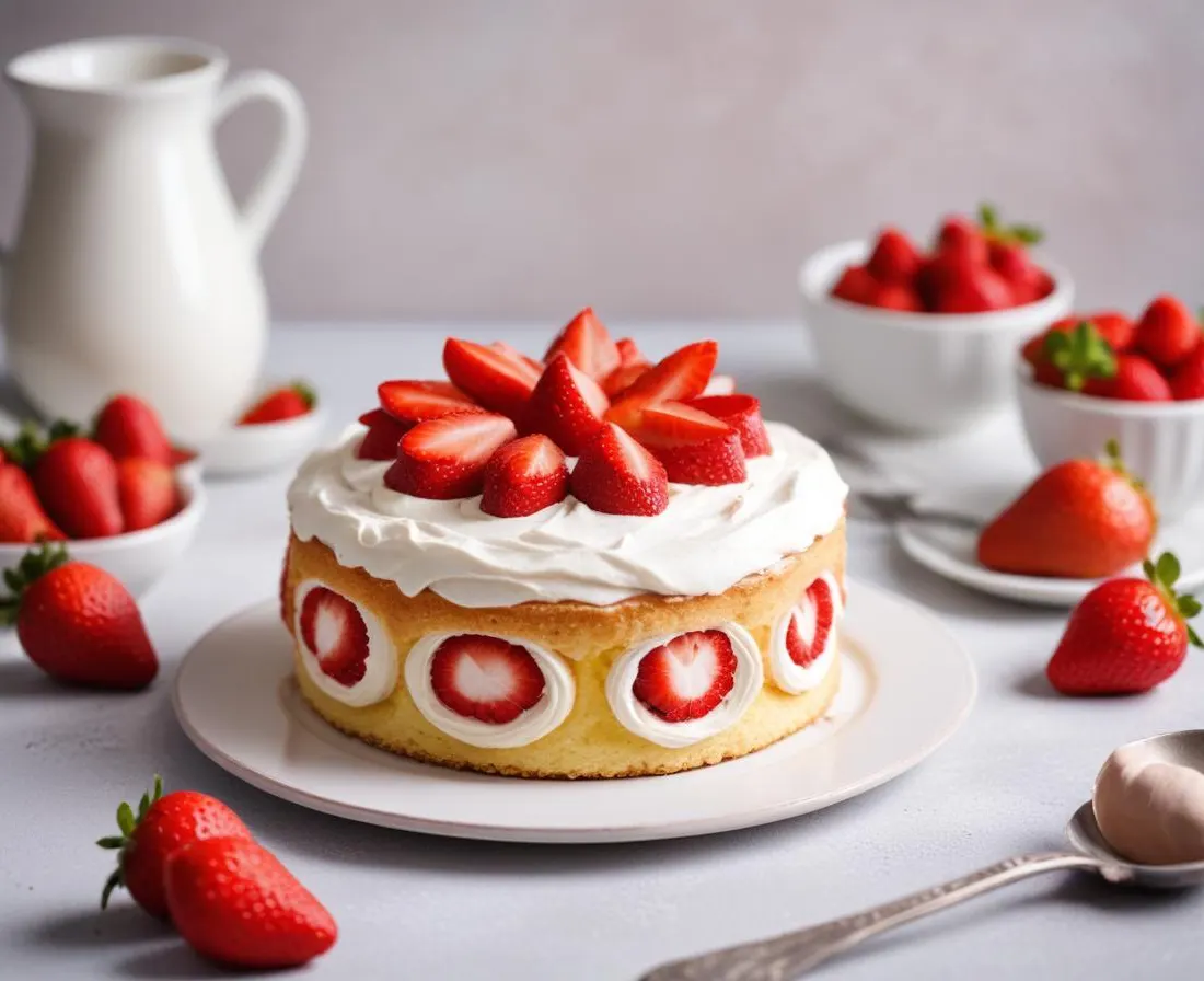 Gâteau roulé à la fraise et mousse de mascarpone