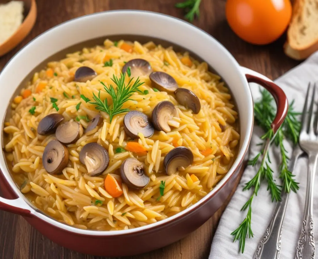 One Pot Orzo Crémeux aux Champignons