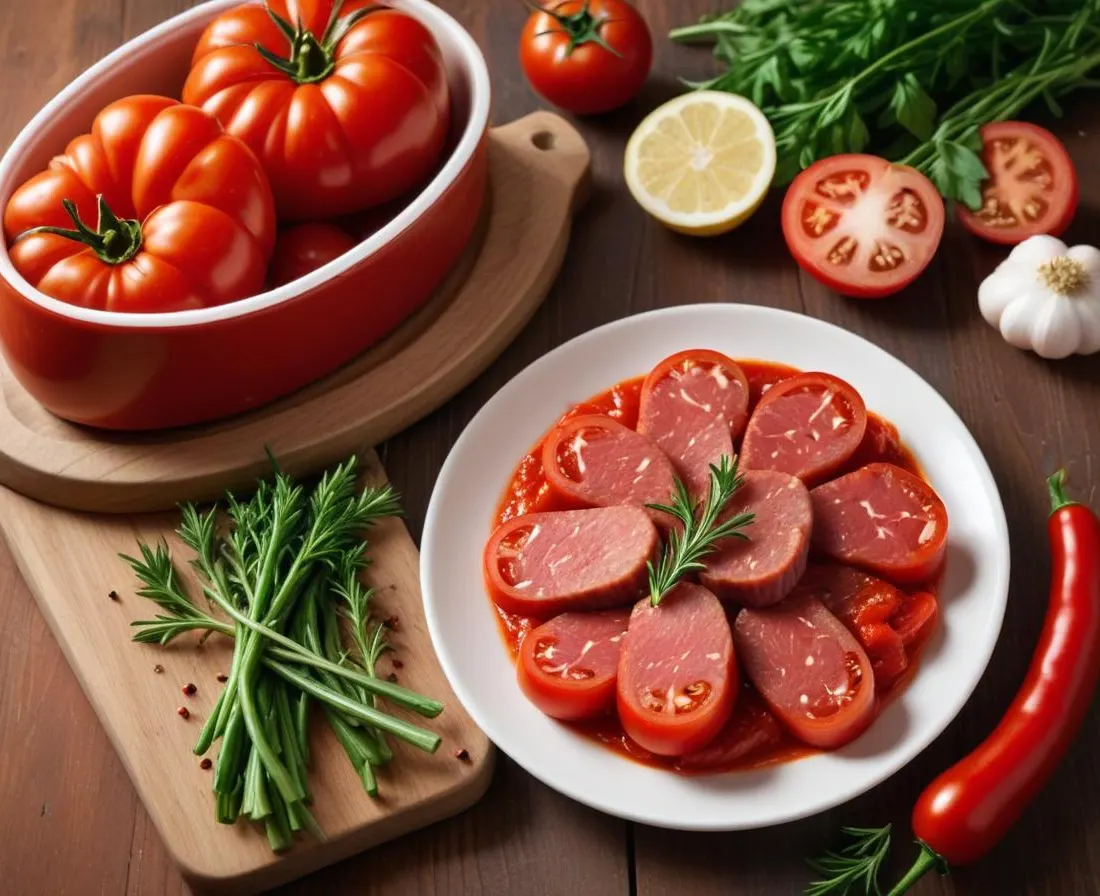 Mijoté de viande à la tomate, ail et romarin