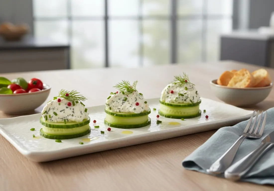 Trio de Bouchées Fraîcheur au Concombre et Fromage de Chèvre