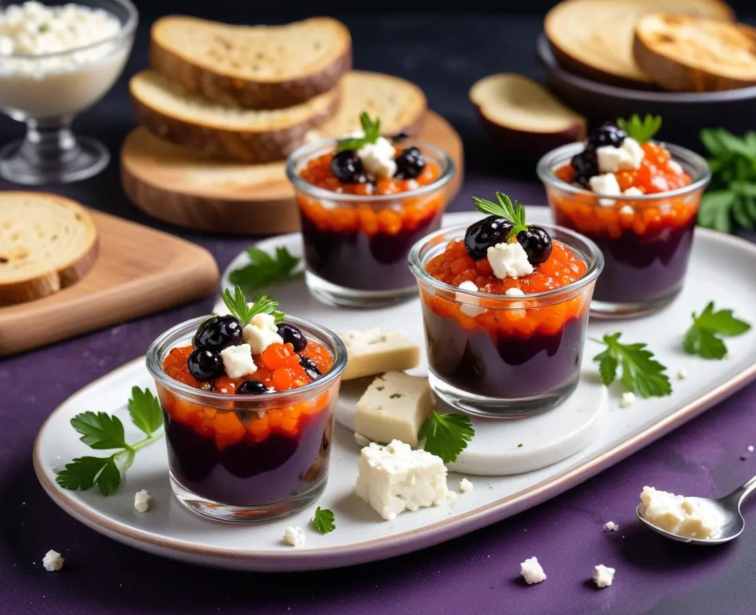 Verrines de Caviar d'Aubergines et Feta