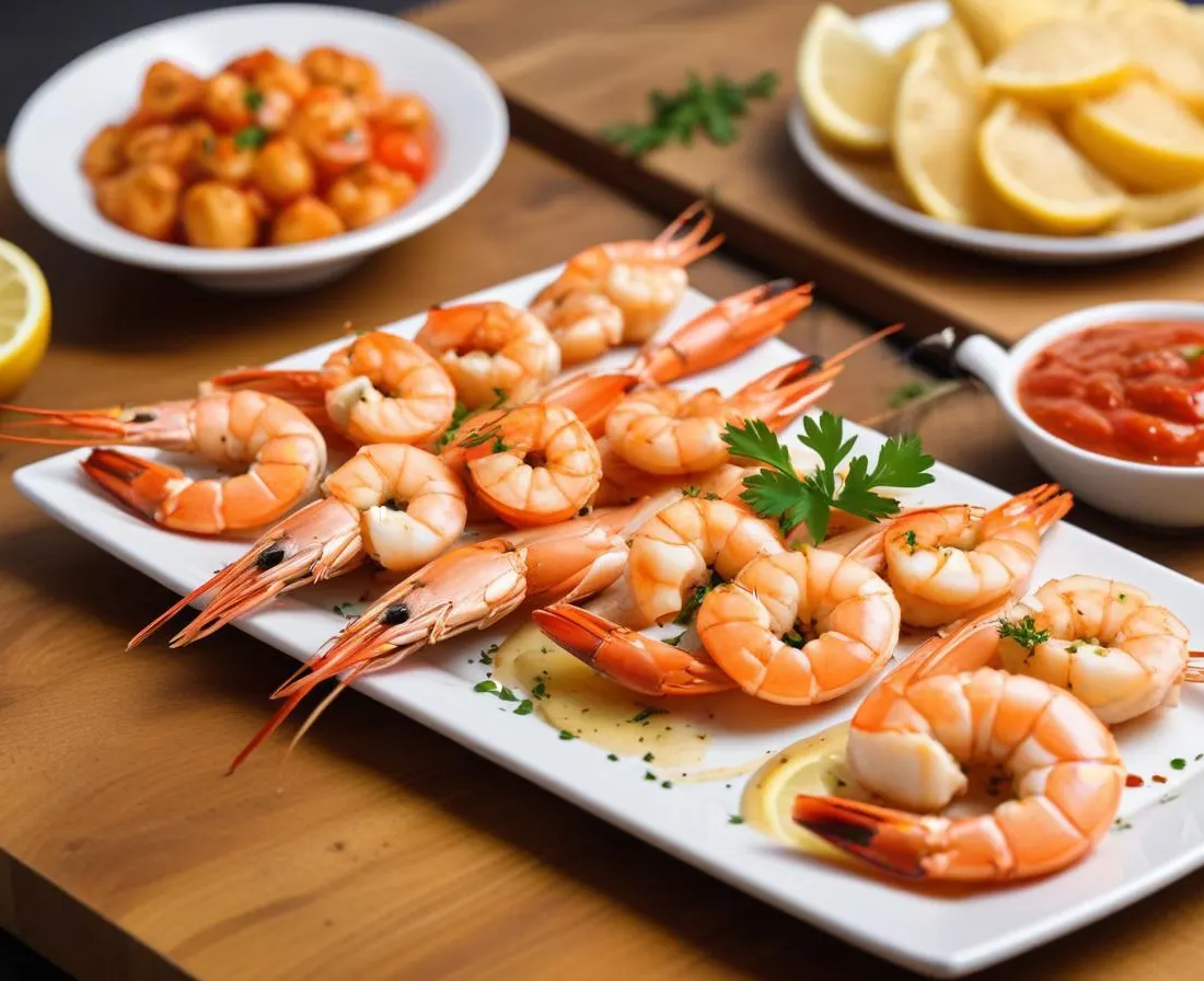 Brochettes de crevettes marinées