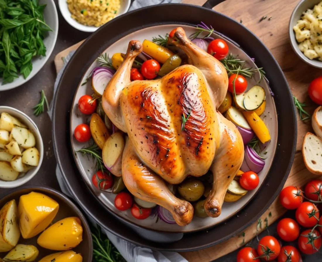 Poulet Rôti aux Herbes de Provence et Légumes Grillés