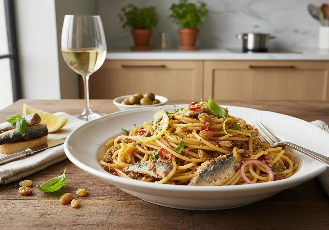 Spaghettis à la Sicilienne aux Sardines et Citron