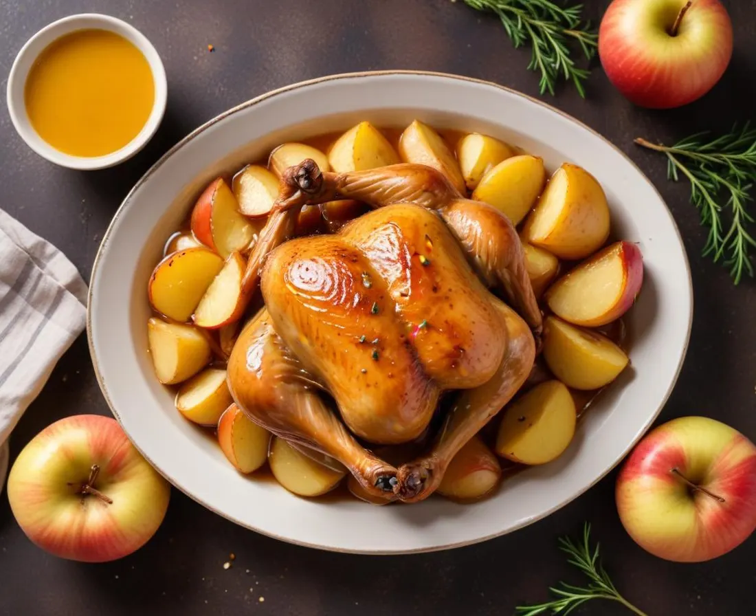 Poulet rôti miel-moutarde et pommes de terre