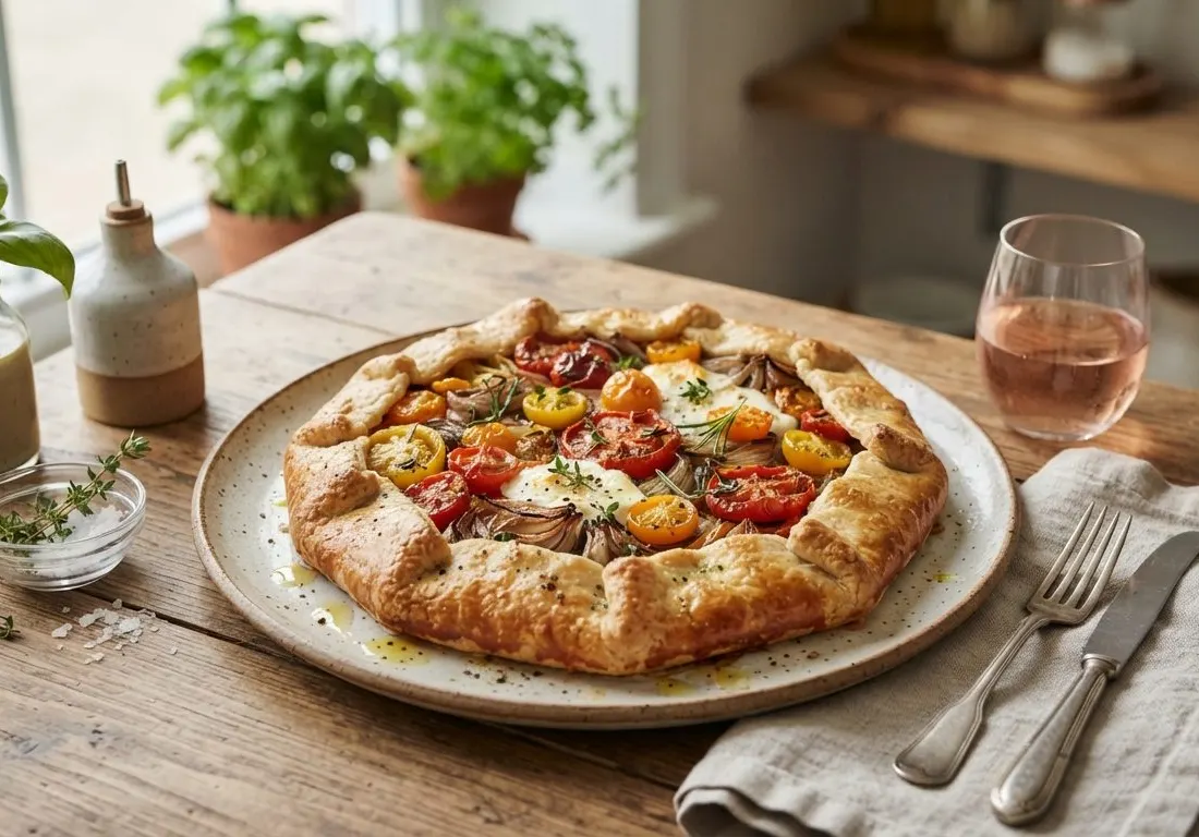 Tarte rustique aux tomates et chèvre frais