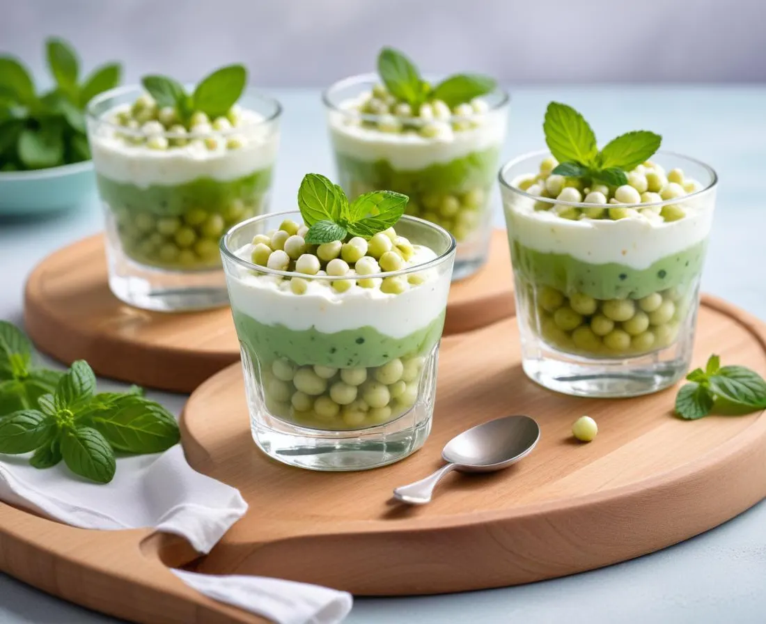 Verrines de Petits Pois, Menthe et Ricotta
