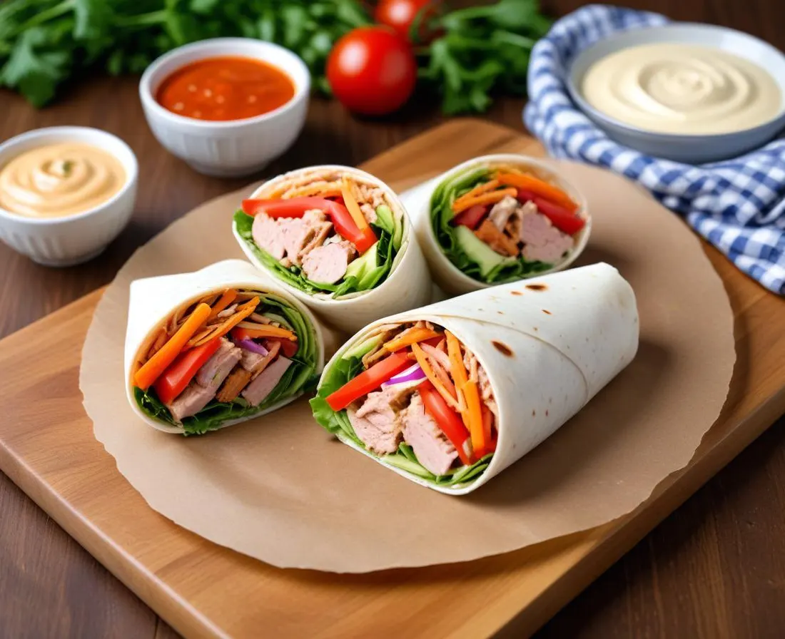 Wrap au Thon, Crudités et Sauce Yaourt