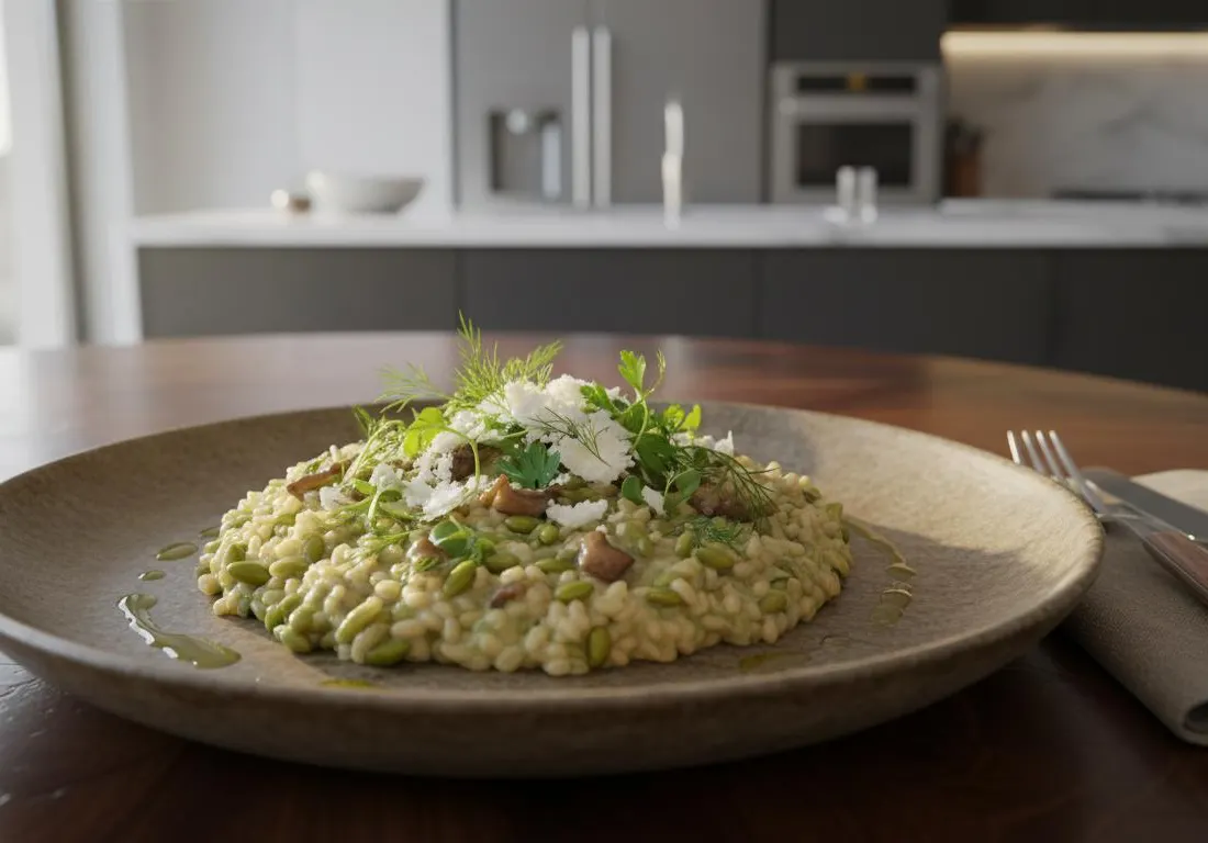 Risotto de Petit Épeautre aux Bourgeons d'Épicéa