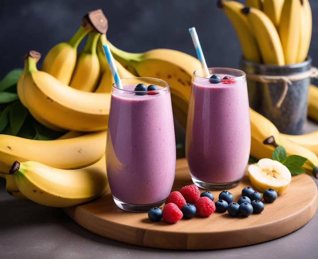 Smoothie Banane-Myrtilles Énergisant