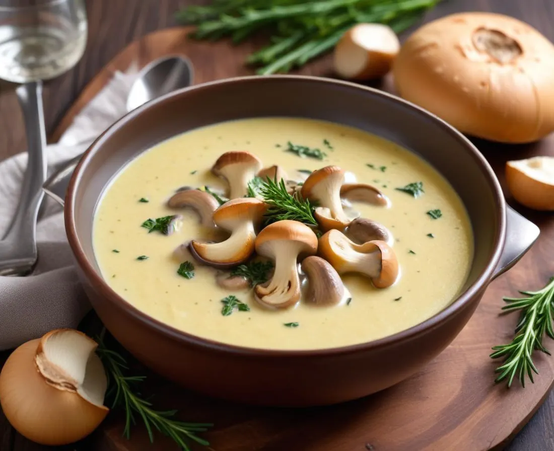 Velouté Crémeux de Champignons à l'Ail Parfumé