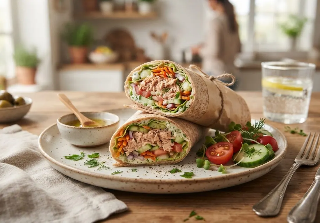 Wrap au thon et crudités, une pause fraîche et rapide