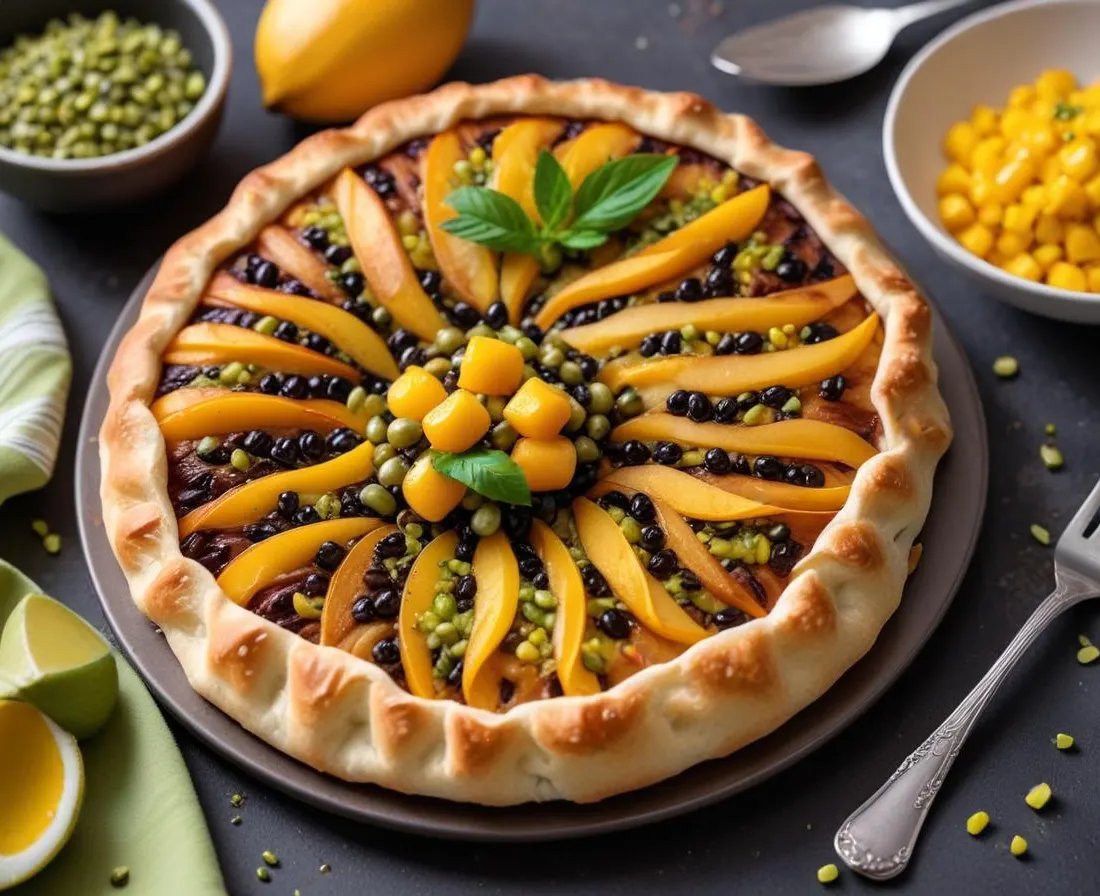 Galettes de Riz Noir aux Perles de Mangue et Éclats de Pistache