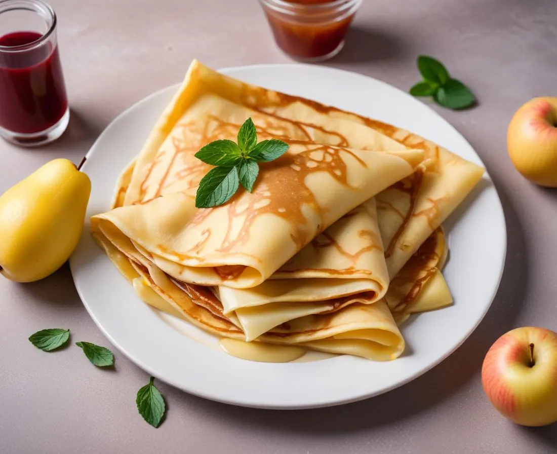 Crêpes à la farine de sarrasin avec compote de pommes