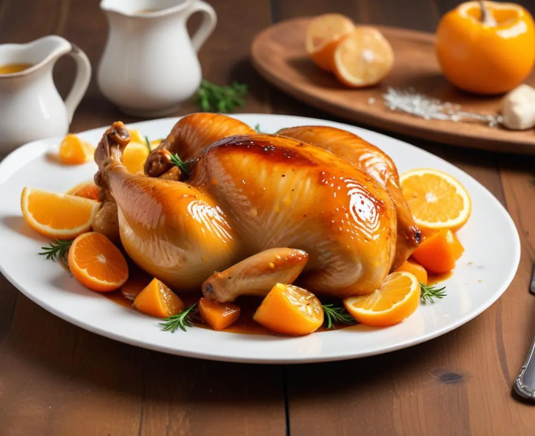 Poulet rôti aux clémentines et miel