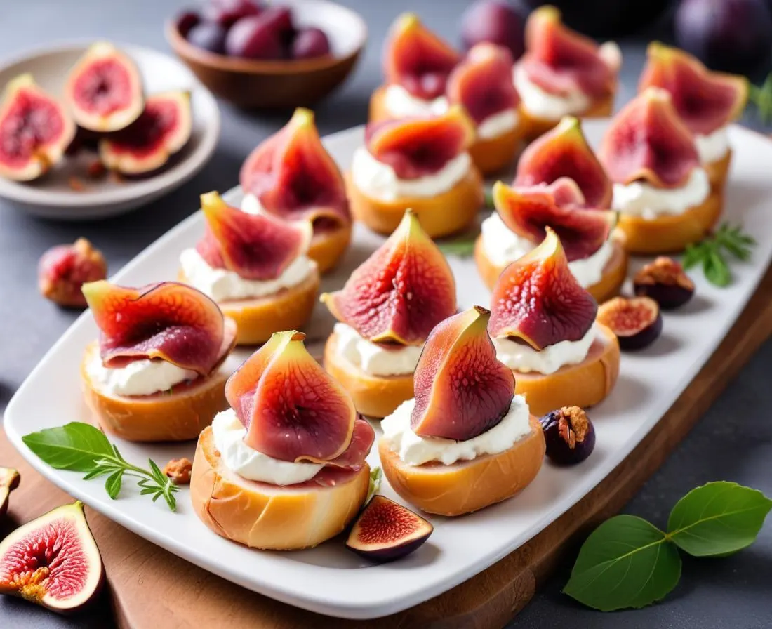 Bouchées Figues Fraîches, Jambon Cru et Chèvre Frais