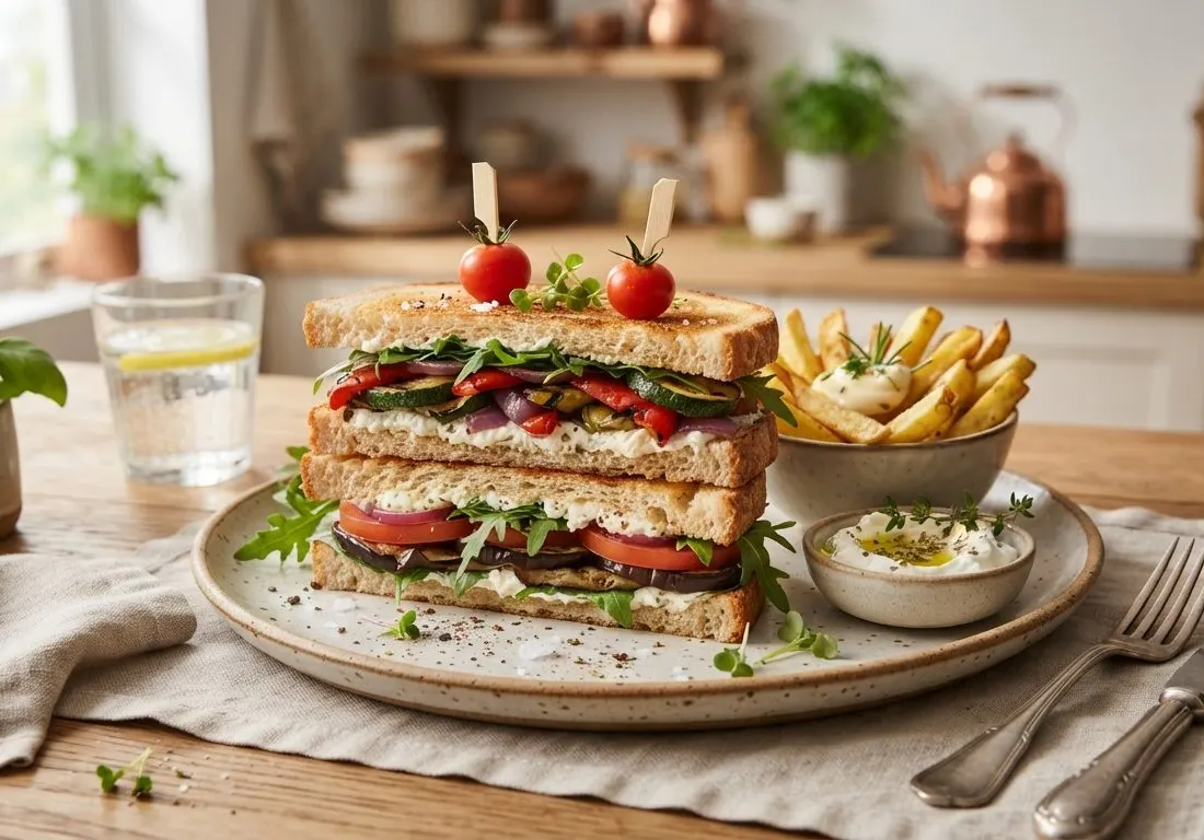 Club Sandwich aux Légumes Grillés et Crème de Feta