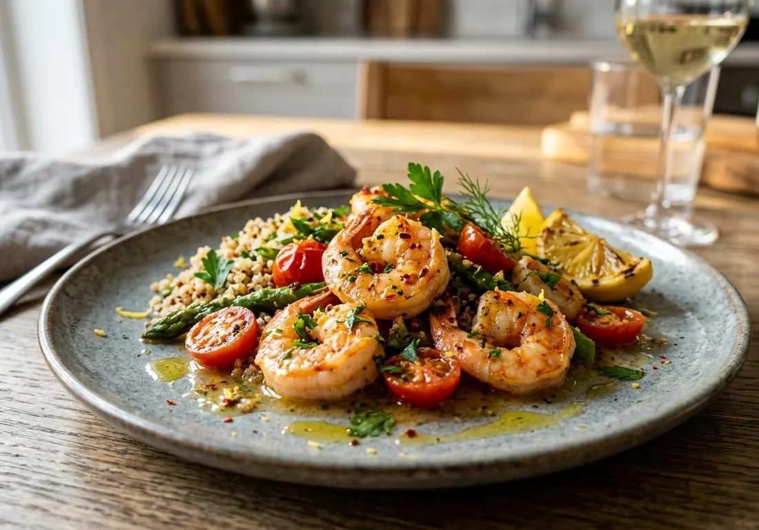 Poêlée de Crevettes Protéinée à l'Ail et au Citron