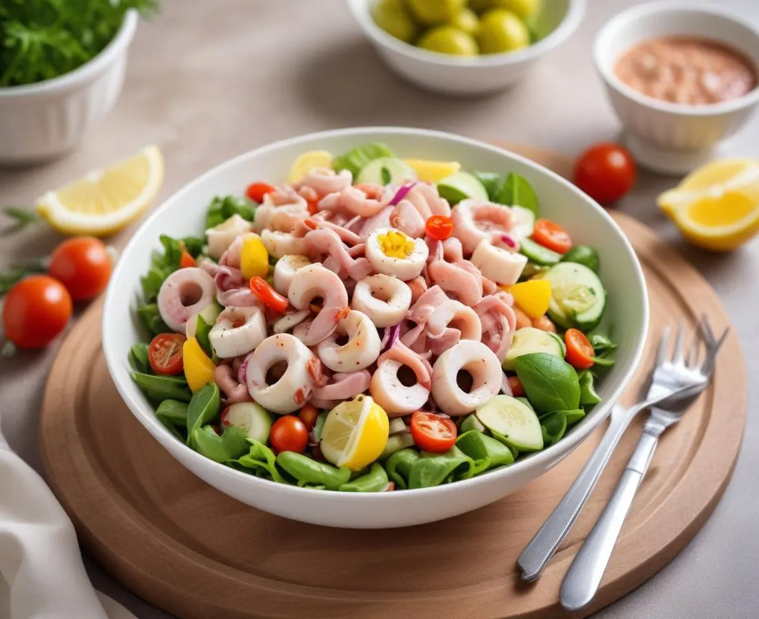 Salade tiède de poulpe aux premiers légumes et condiment citronné