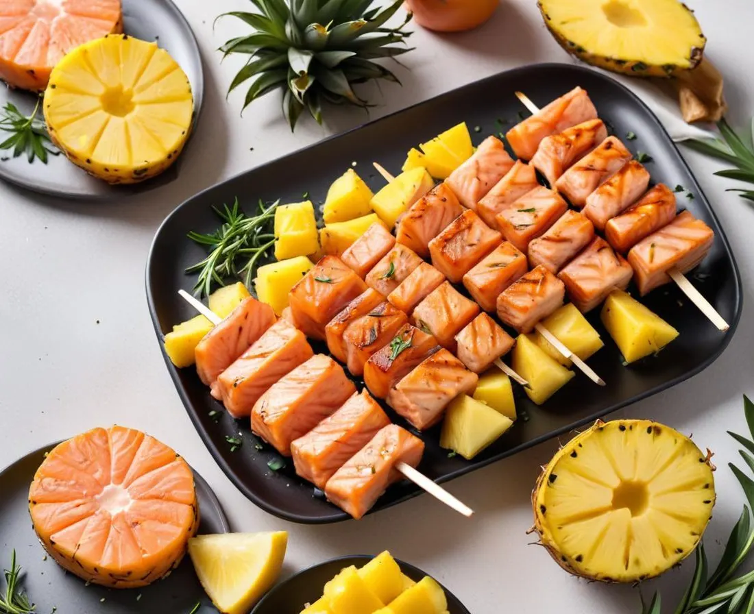 Brochettes de Saumon et Ananas Grillées