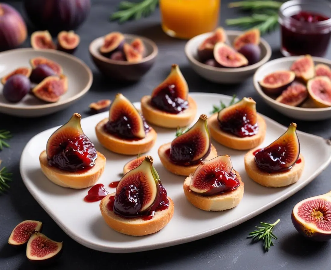 Canapés festifs au magret de canard et confiture de figues