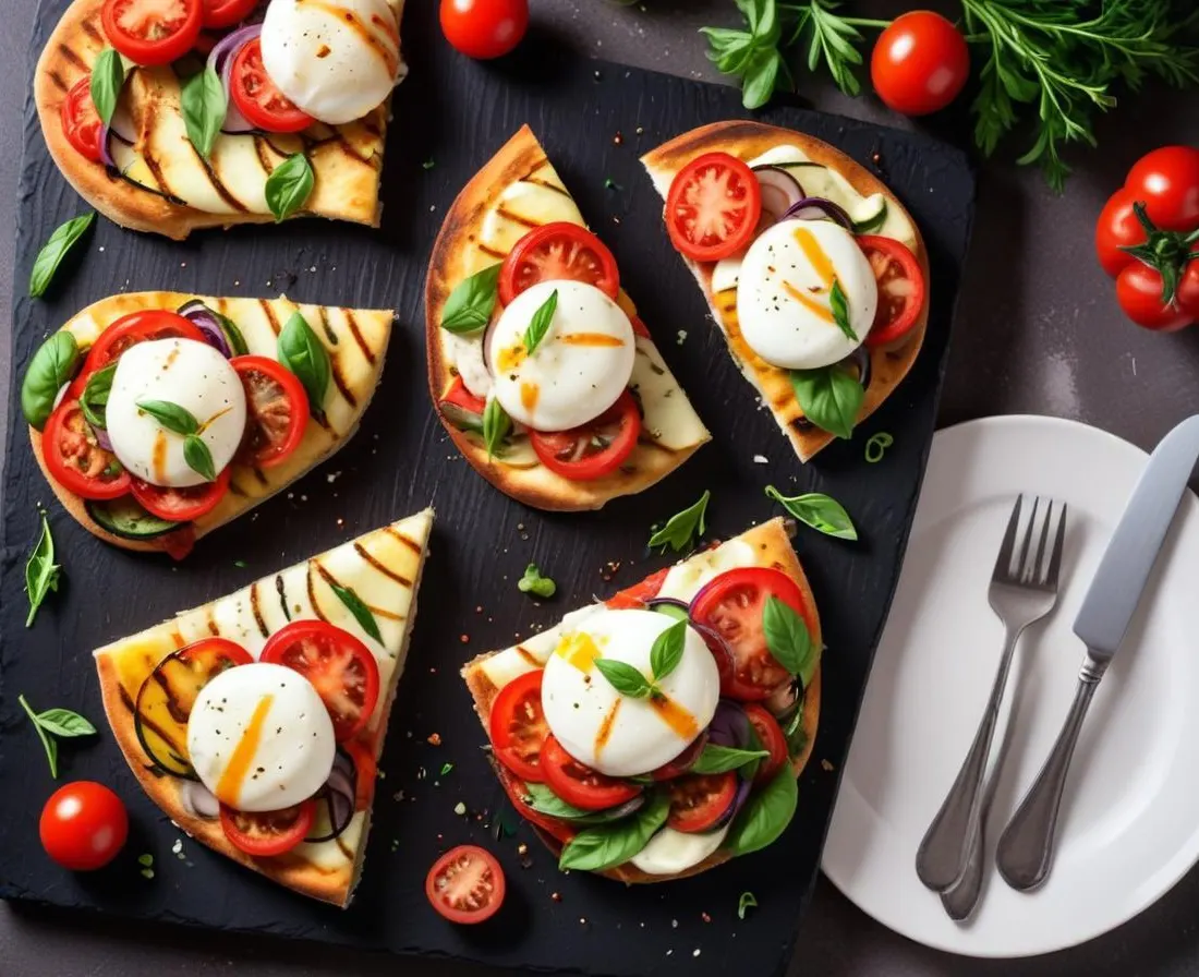 Pinsa Végétarienne aux Légumes Grillés et Mozzarella