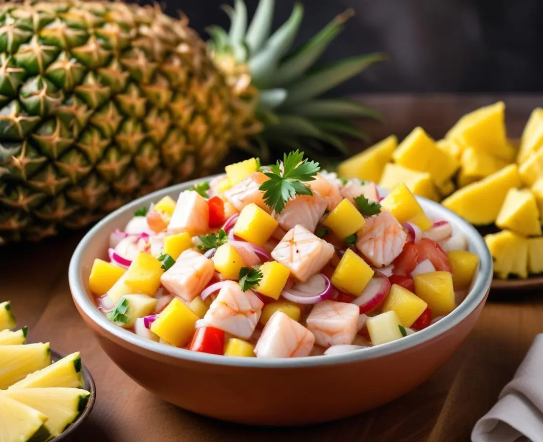 Ceviche de poisson mariné à l'ananas