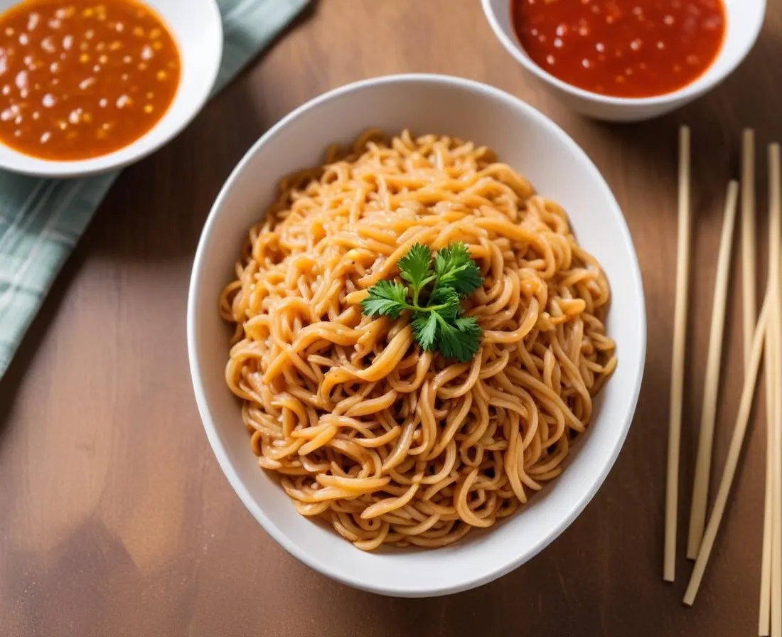 Bol de Nouilles de Riz Froid à la Sauce Soja-Sésame
