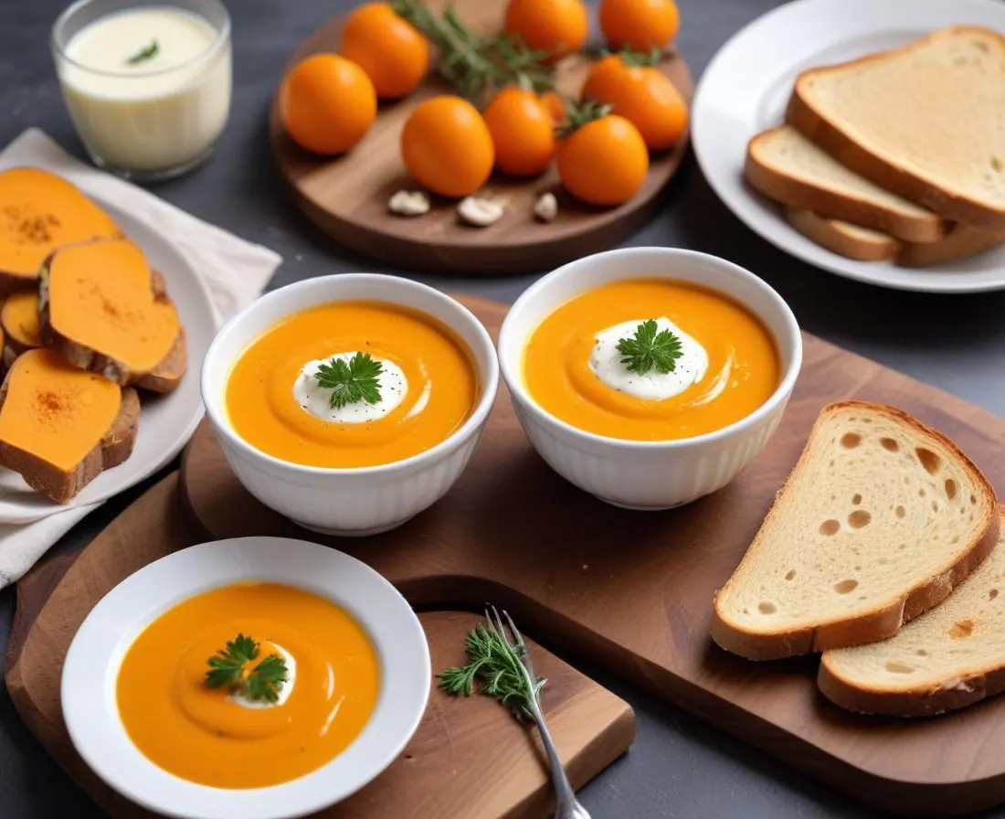 Velouté de Potimarron Rôti et Tartines Croustillantes au Chèvre
