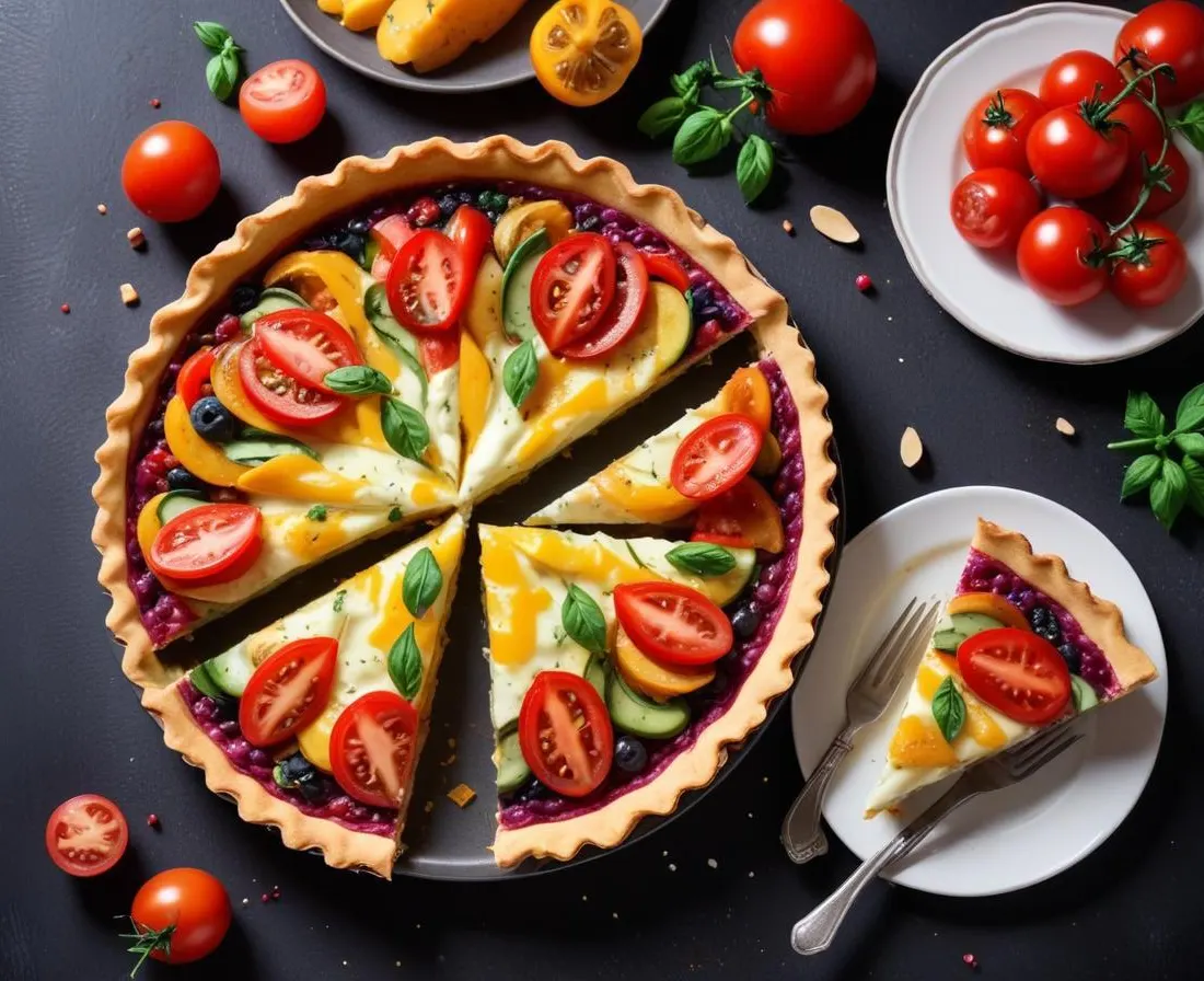 Tarte fine aux légumes d'été et fromage frais