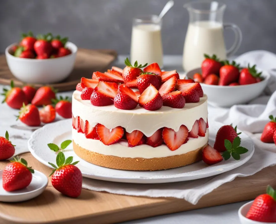 Charlotte aux fraises et mousse de yaourt