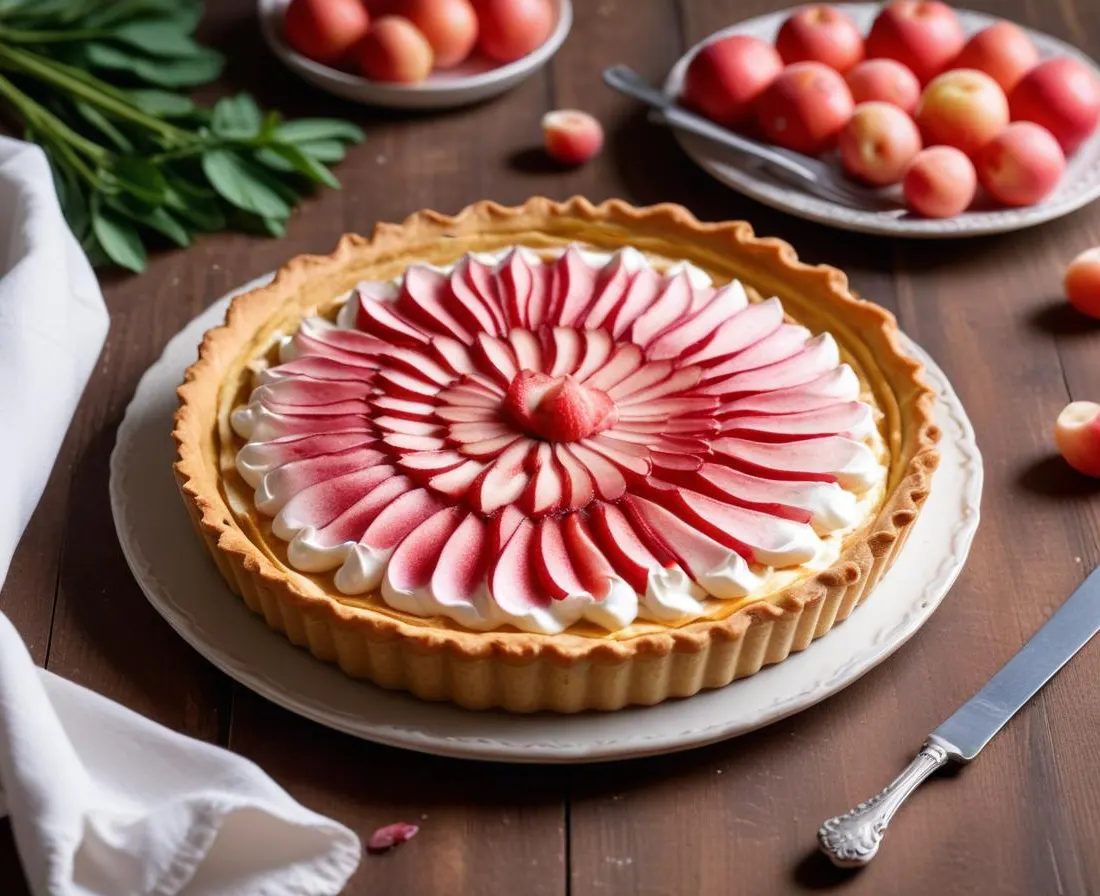 Tarte à la rhubarbe meringuée