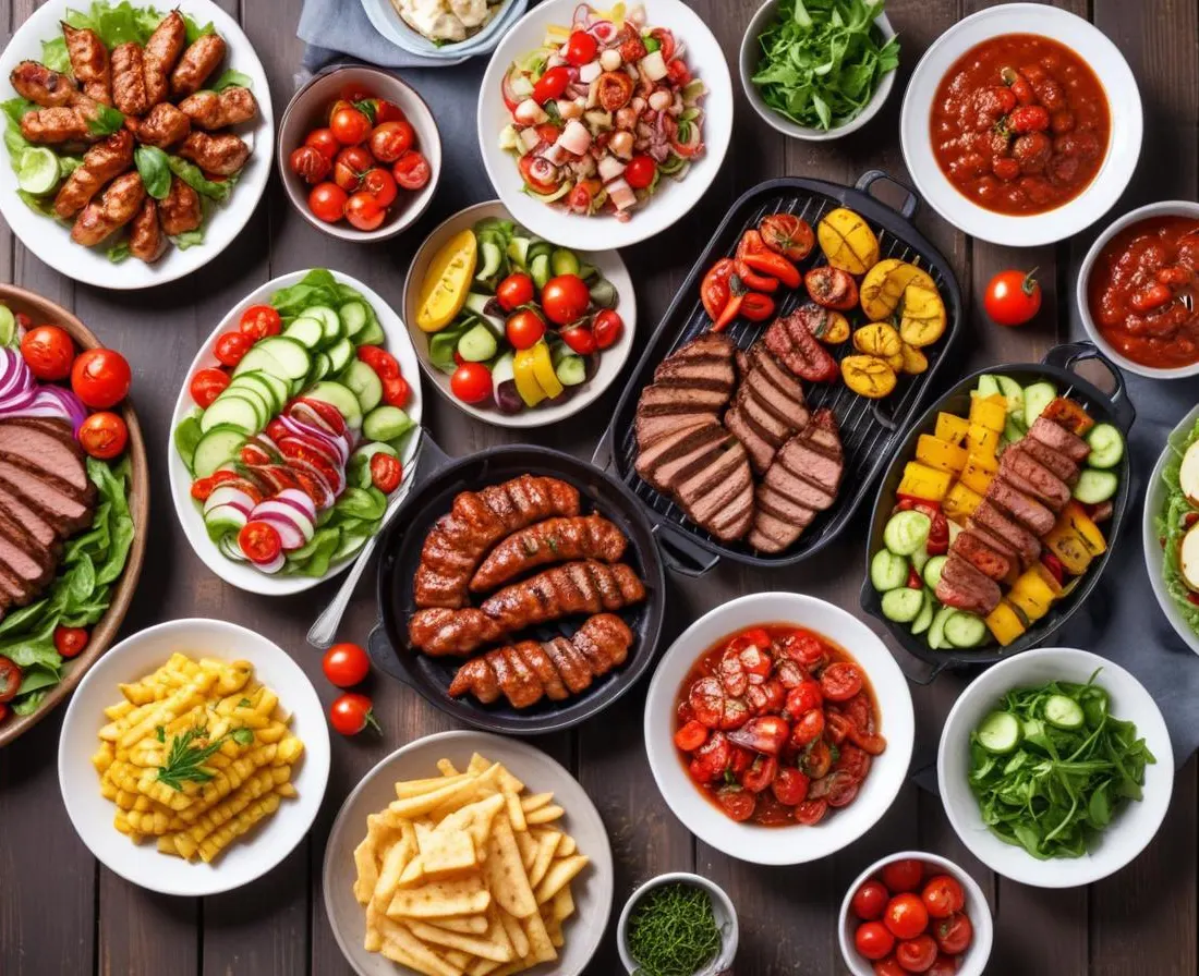 Barbecue d'Été : Grillades Variées et Salades Fraîches