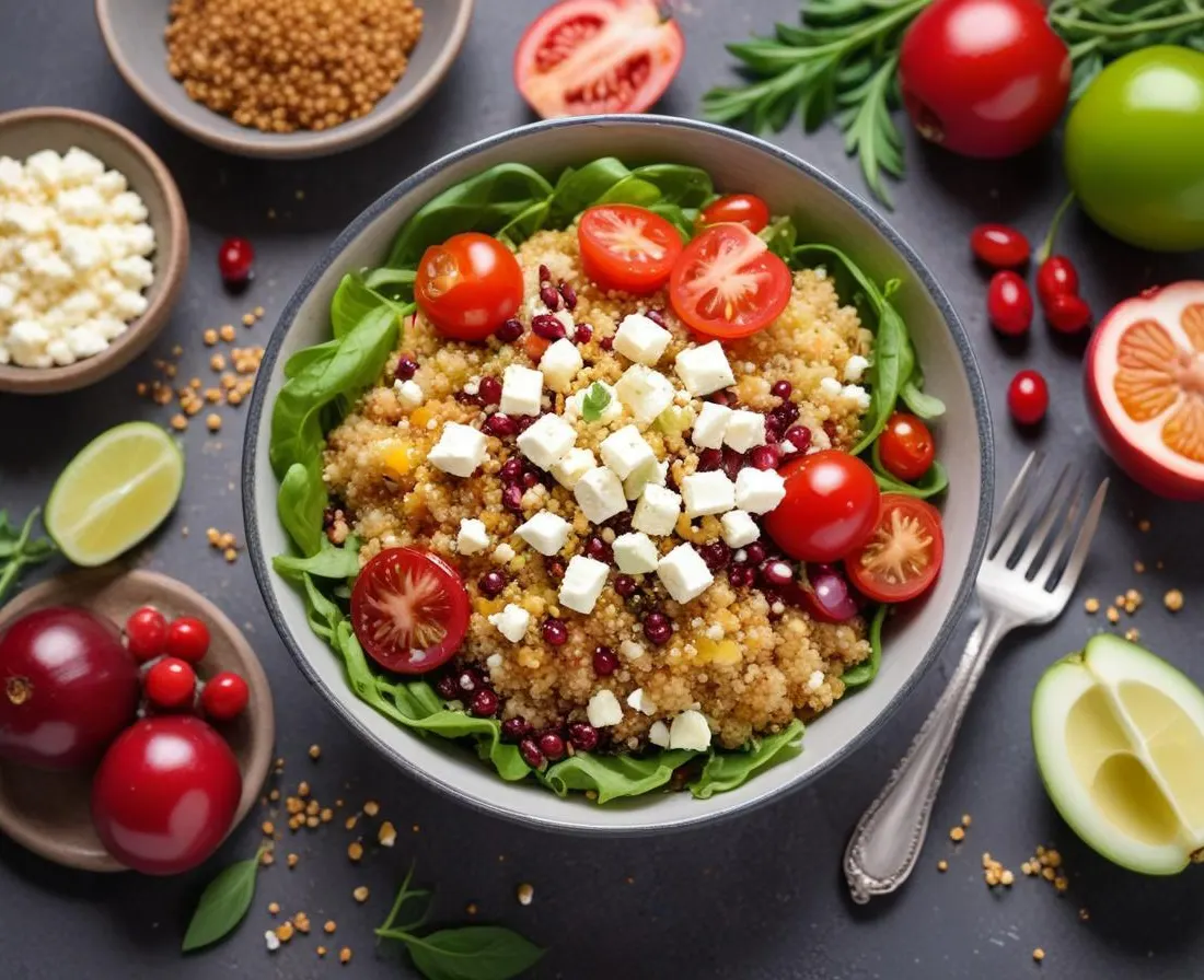 Salade de Quinoa, Feta et Grenade Rafraîchissante