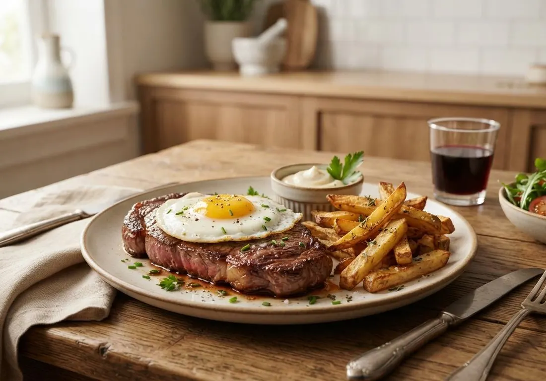 Steak à cheval et ses frites croustillantes au Air Fryer