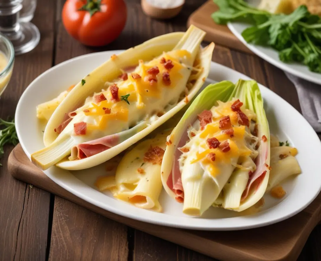 Endives gratinées au jambon et au fromage