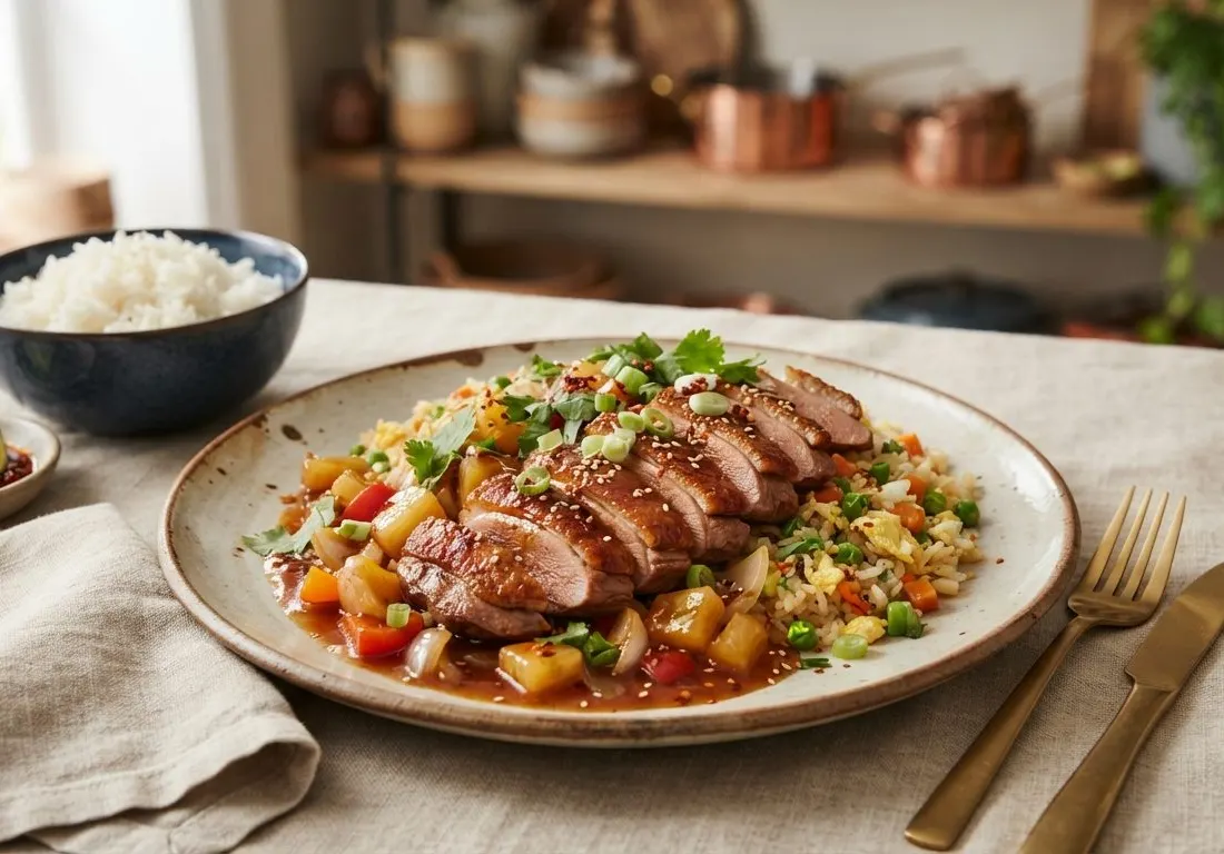 Canard laqué à la sauce aigre-douce