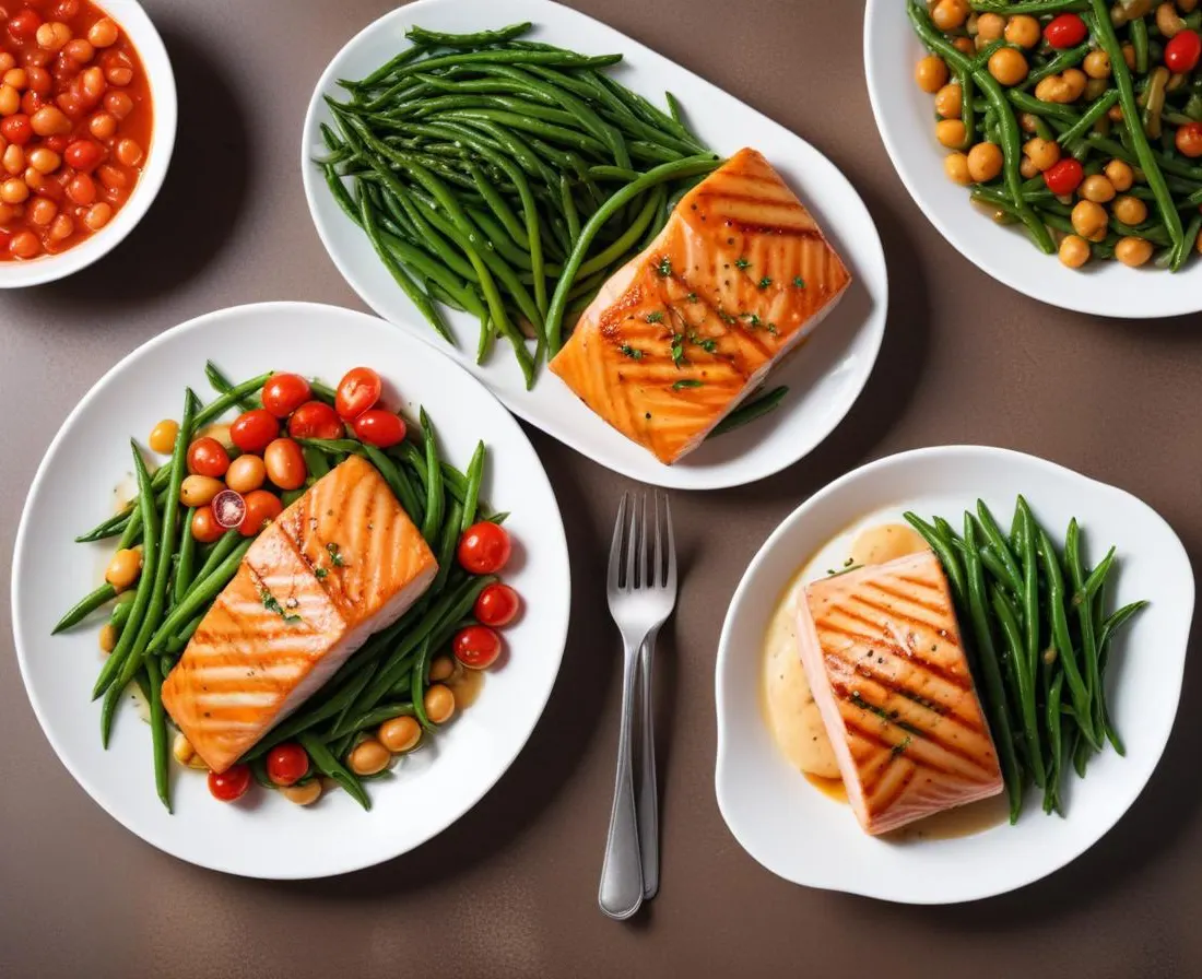Saumon Grillé, Sauce Vierge et Haricots Verts