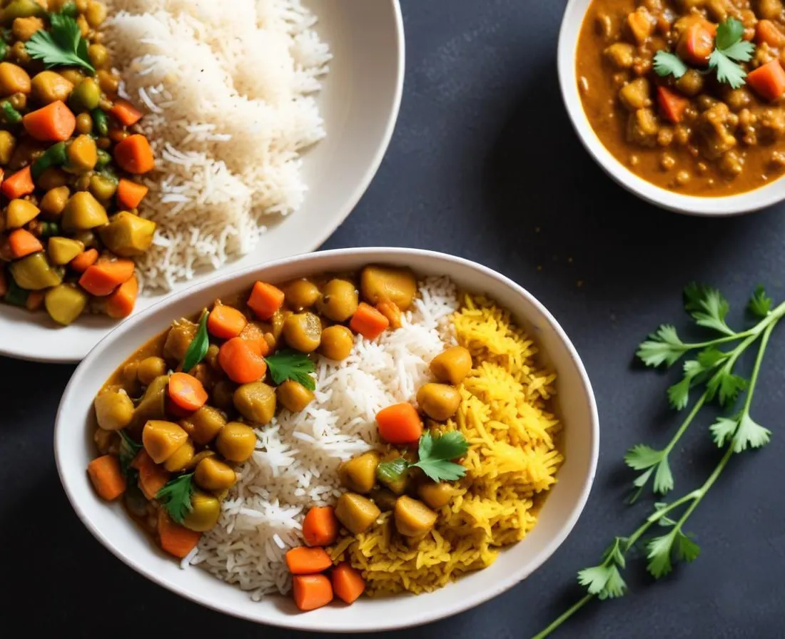 Curry de légumes de saison et riz basmati