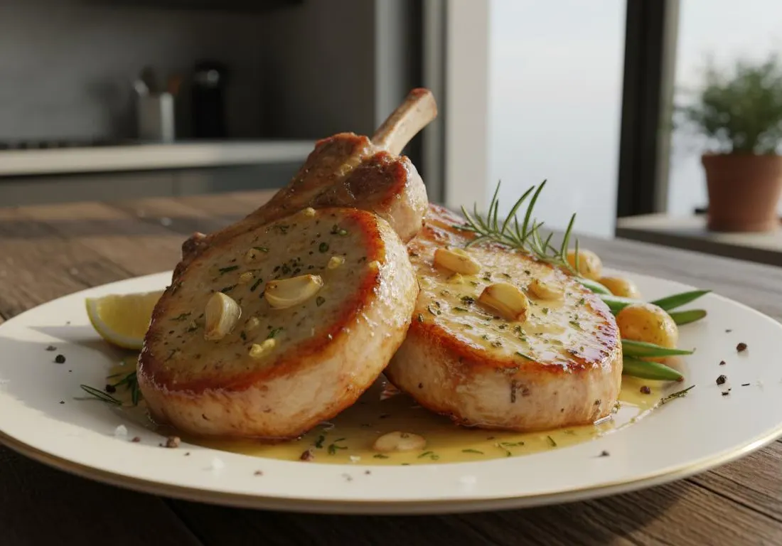 Côtes de Porc au Beurre d'Ail et Romarin