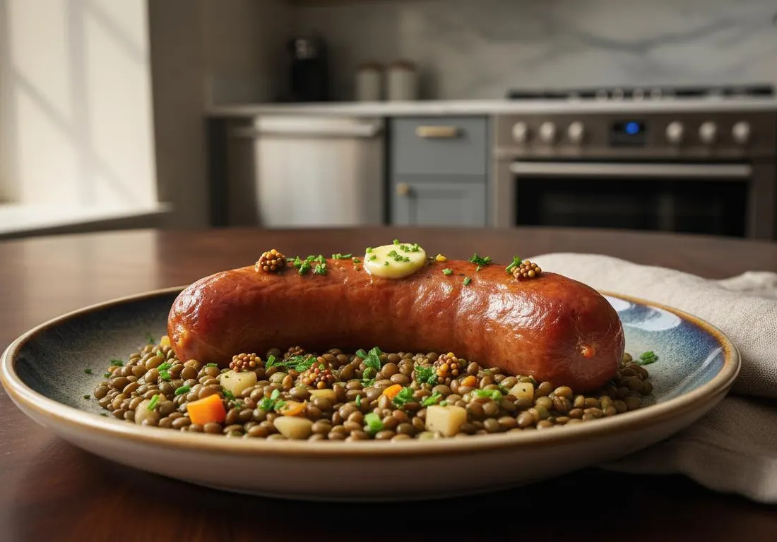 Traditionnelle Saucisse de Montbéliard Pochée