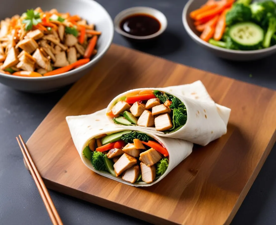Wrap au Poulet Teriyaki et Légumes Sautés