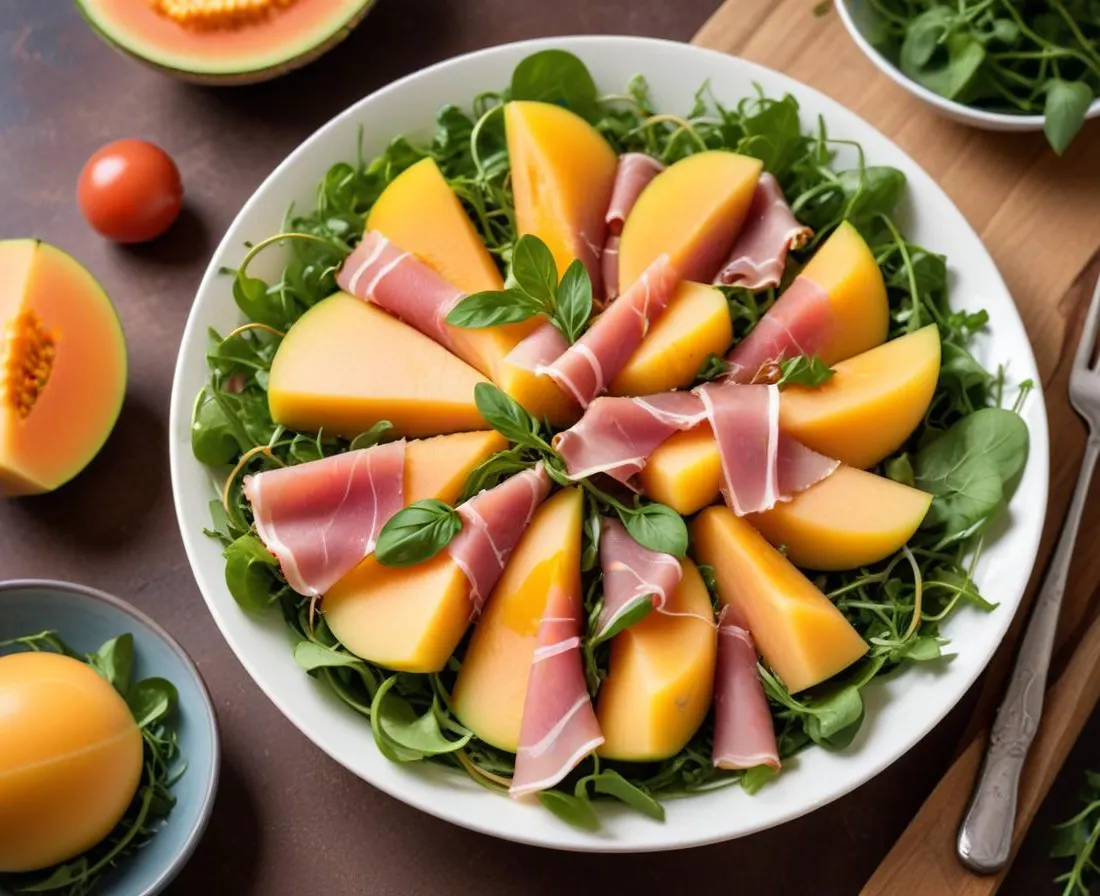 Salade Estivale : Melon, Jambon Cru et Roquette