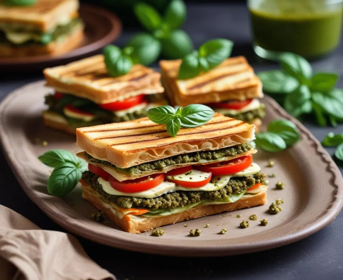 Millefeuille de légumes grillés et pesto de basilic
