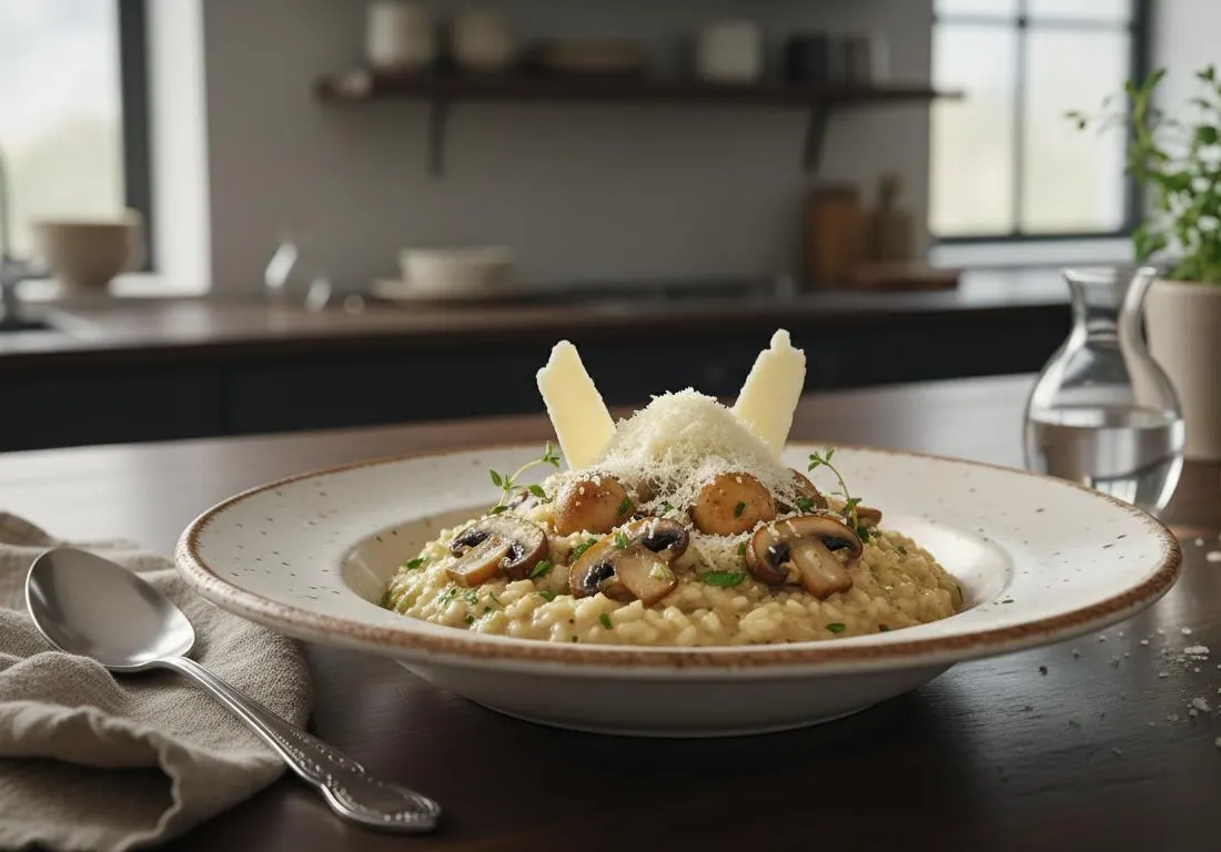 Risotto Crémeux aux Champignons de Paris et Parmesan