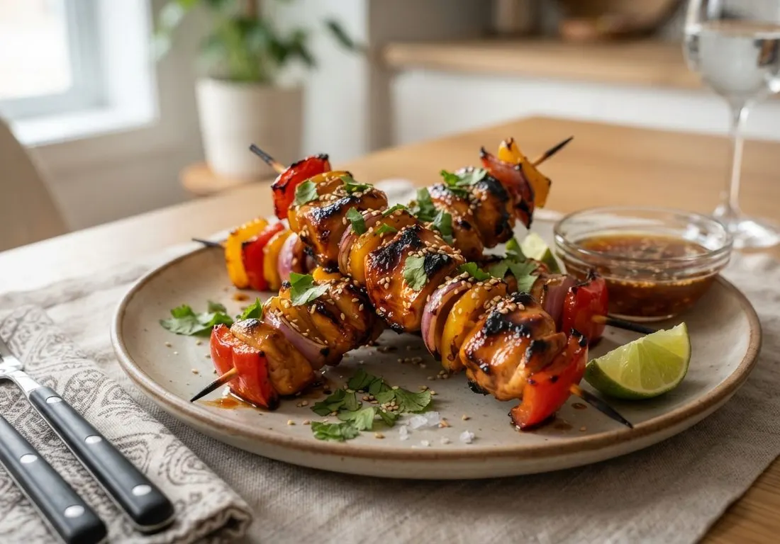 Brochettes de Poulet Marinées au Miel et au Soja