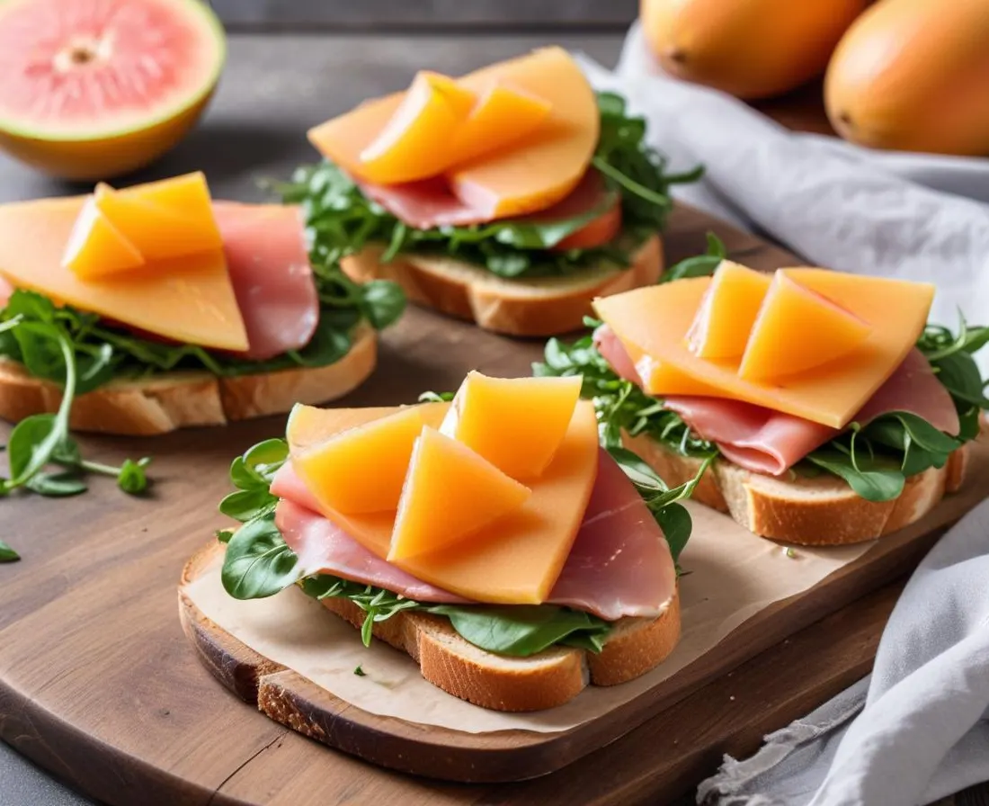Sandwich estival au jambon cru, roquette et melon