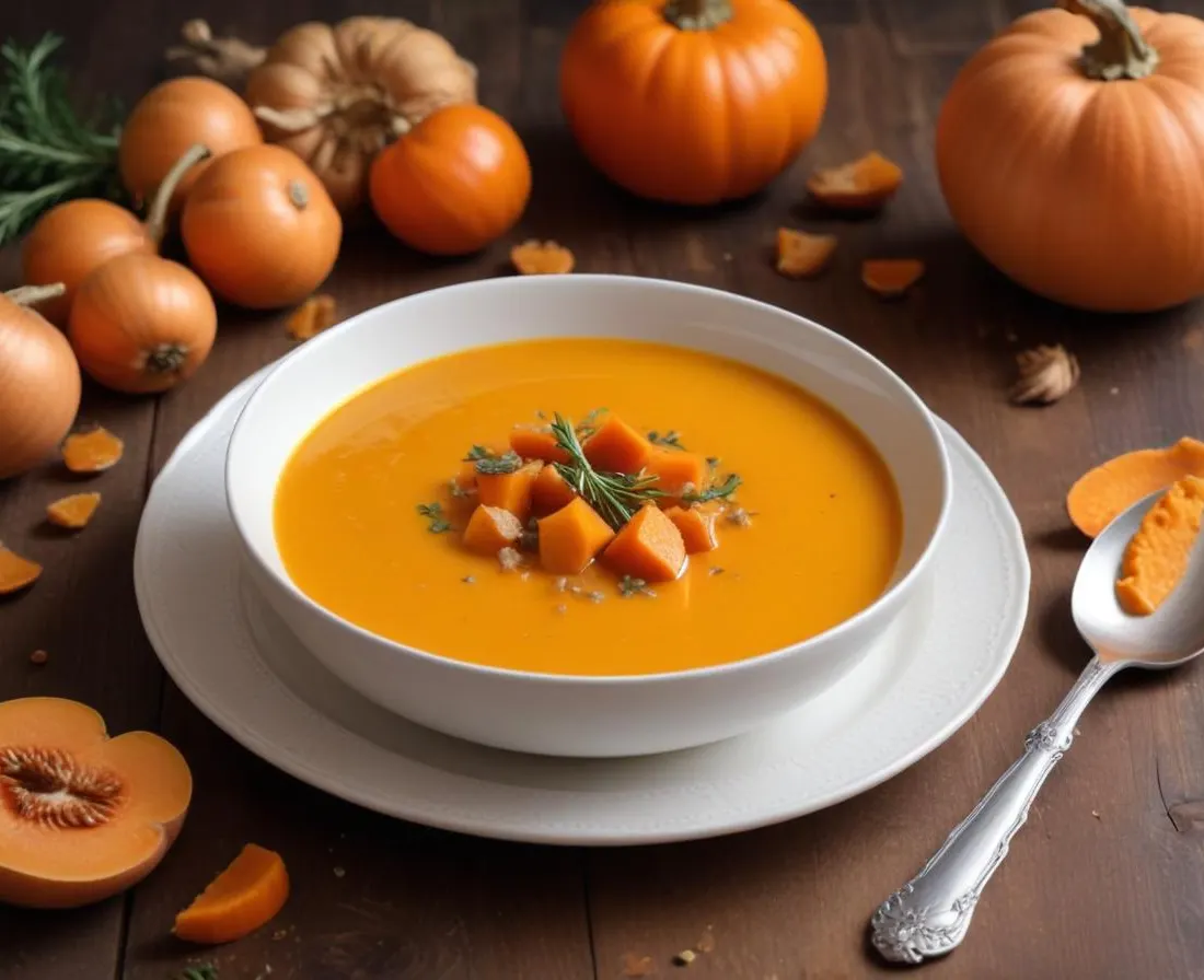 Velouté onctueux de potimarron et châtaignes