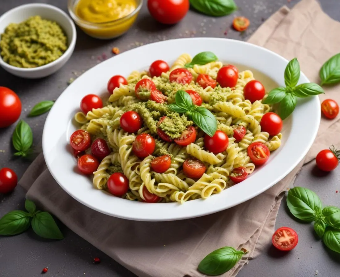 Salade de Pâtes estivale au Pesto et Tomates Cerises